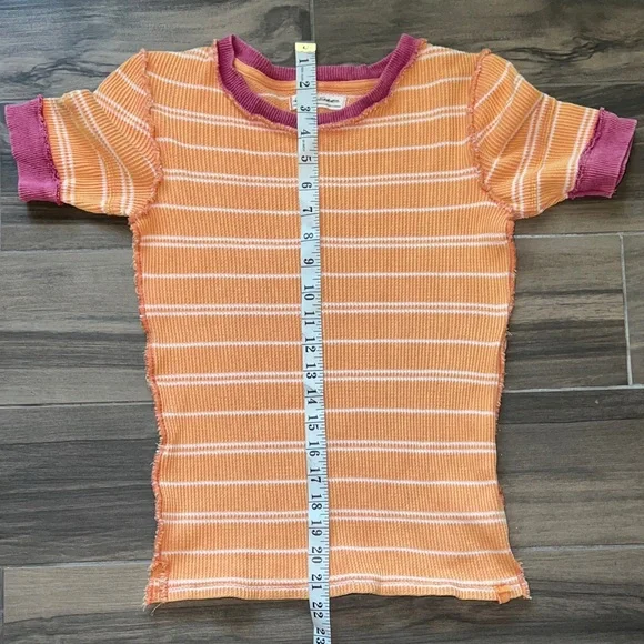 Free People Tuck It Baby Ringer Tee Terracotta/Raspberry Combo Extra Small - Picture 9 of 16